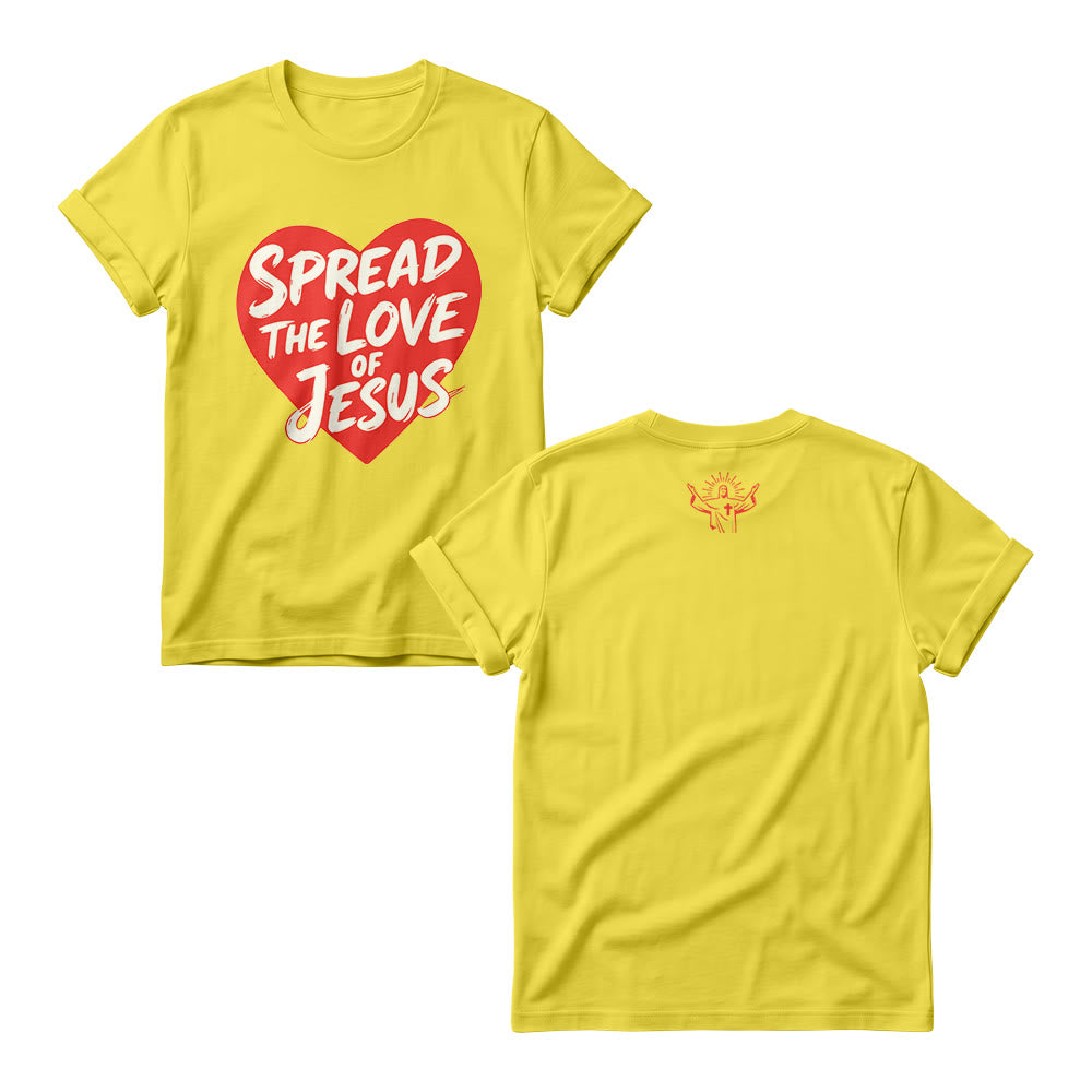 Christianartworkshop Sweat-shirts à col rond pour femmes avec imprimé manuscrit en forme de cœur « Répandez l’amour de Jésus » - Jaune - 4XL - image 2