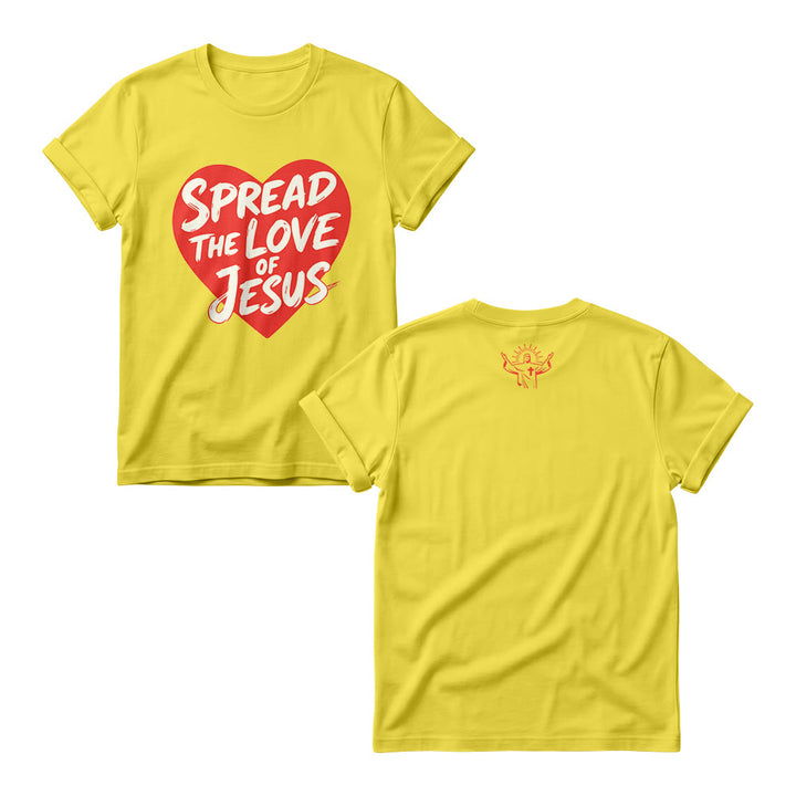 Christianartworkshop Sweat-shirts à col rond pour femmes avec imprimé manuscrit en forme de cœur « Répandez l’amour de Jésus » - Jaune - 4XL - image 2
