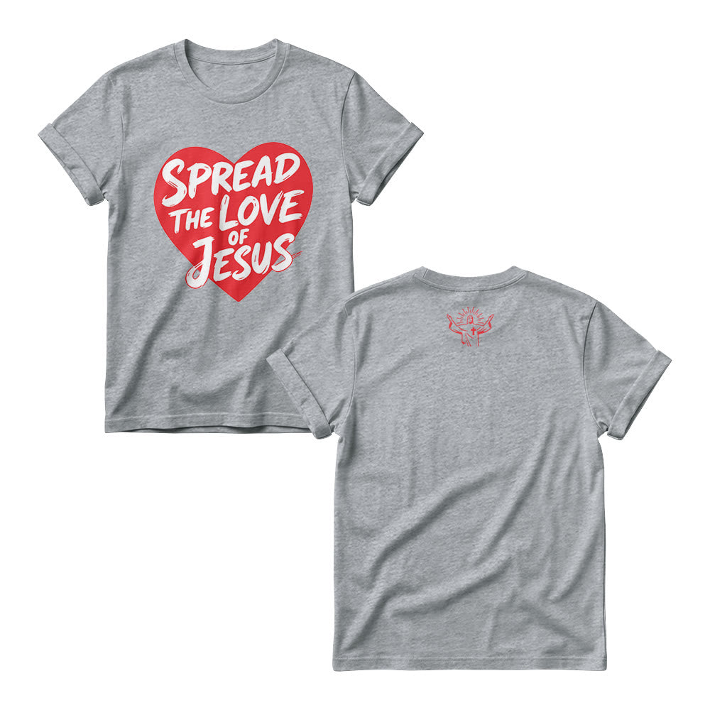 Christianartworkshop Sweat-shirts à col rond pour femmes avec imprimé manuscrit en forme de cœur « Répandez l’amour de Jésus » - Gris - 4XL - image 3