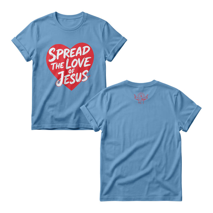 Christianartworkshop Sweat-shirts à col rond pour femmes avec imprimé manuscrit en forme de cœur « Répandez l’amour de Jésus » - Bleu - 4XL - image 5
