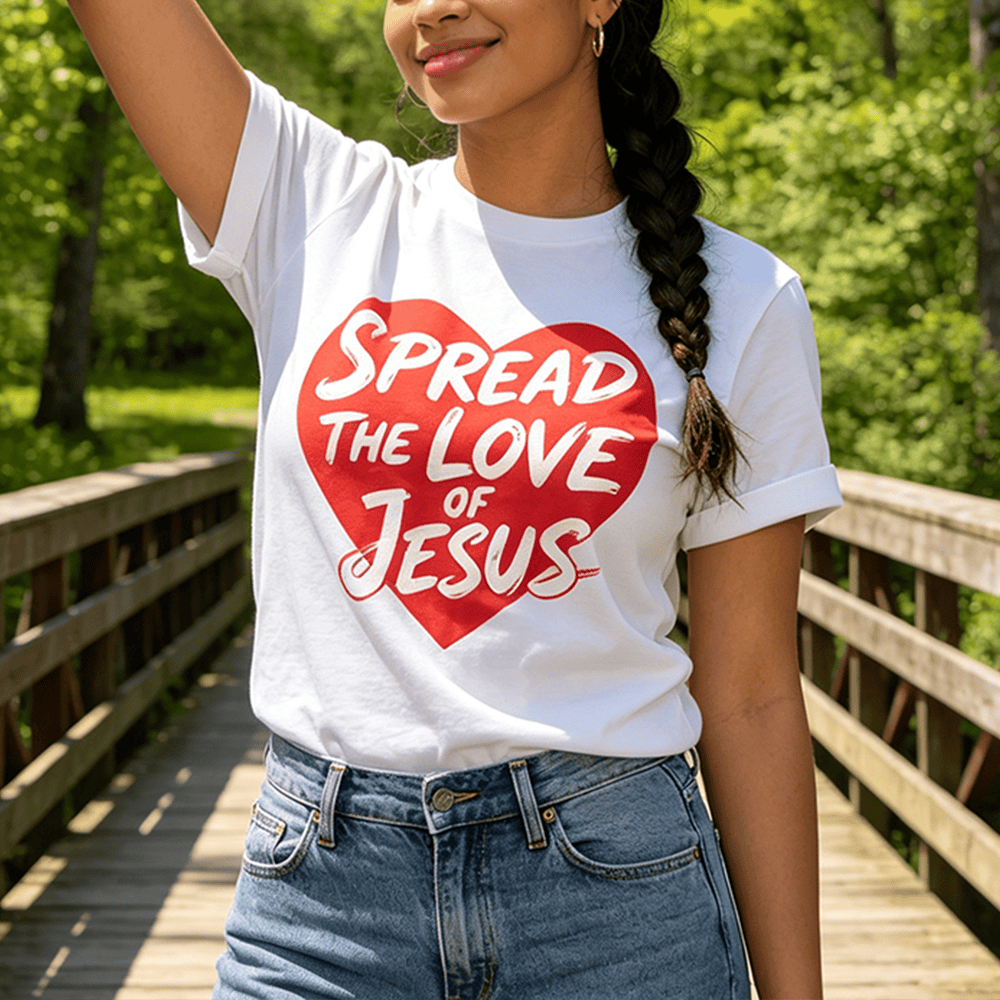 Christianartworkshop Sweat-shirts à col rond pour femmes avec imprimé manuscrit en forme de cœur « Répandez l’amour de Jésus » - image 0