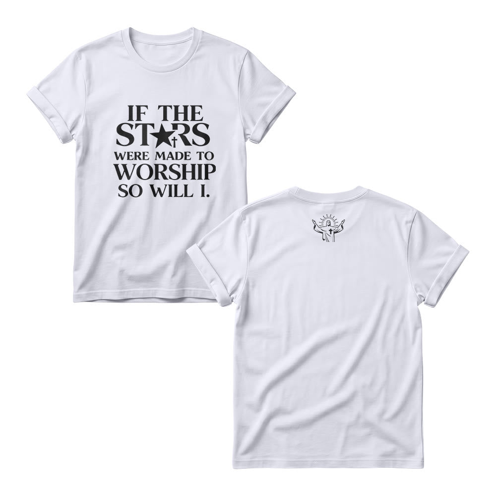 Christianartworkshop Si les étoiles étaient faites pour adorer Cross Star Replace Serif Stack Front Print Womens Crewnecks - Blanc - 4XL - image 2