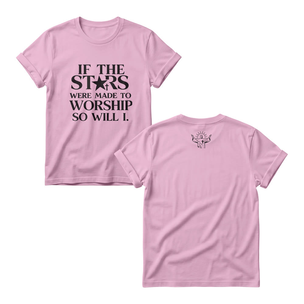 Christianartworkshop Si les étoiles étaient faites pour adorer Cross Star Replace Serif Stack Front Print Womens Crewnecks - Rose - 4XL - image 4