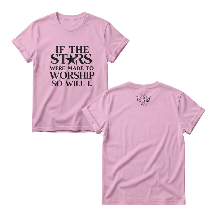 Christianartworkshop Si les étoiles étaient faites pour adorer Cross Star Replace Serif Stack Front Print Womens Crewnecks - Rose - 4XL - image 4