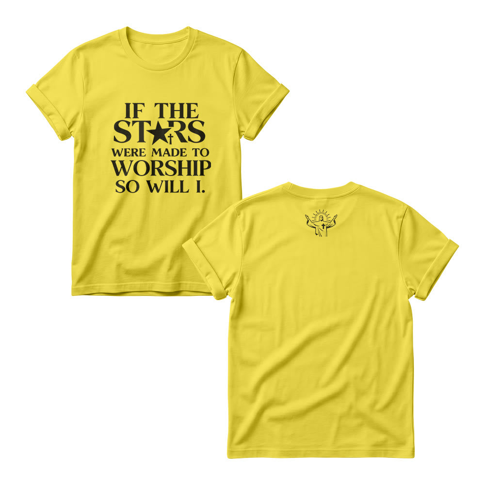 Christianartworkshop Si les étoiles étaient faites pour adorer Cross Star Replace Serif Stack Front Print Womens Crewnecks - Jaune - 4XL - image 3