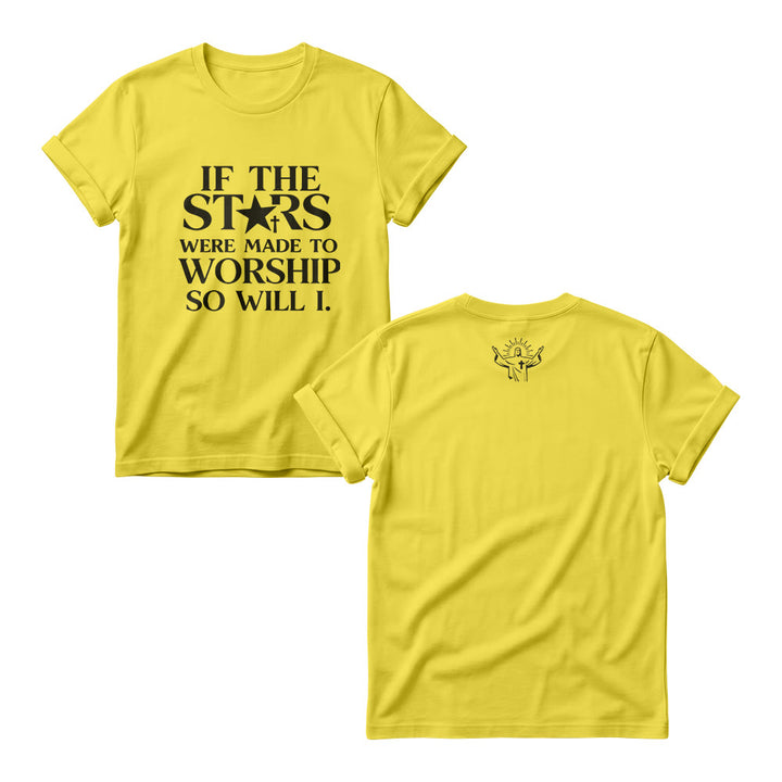 Christianartworkshop Si les étoiles étaient faites pour adorer Cross Star Replace Serif Stack Front Print Womens Crewnecks - Jaune - 4XL - image 3