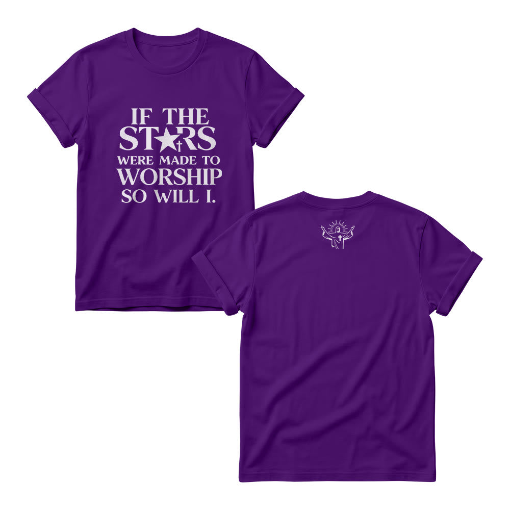 Christianartworkshop Si les étoiles étaient faites pour adorer Cross Star Replace Serif Stack Front Print Womens Crewnecks - Violet - 4XL - image 7