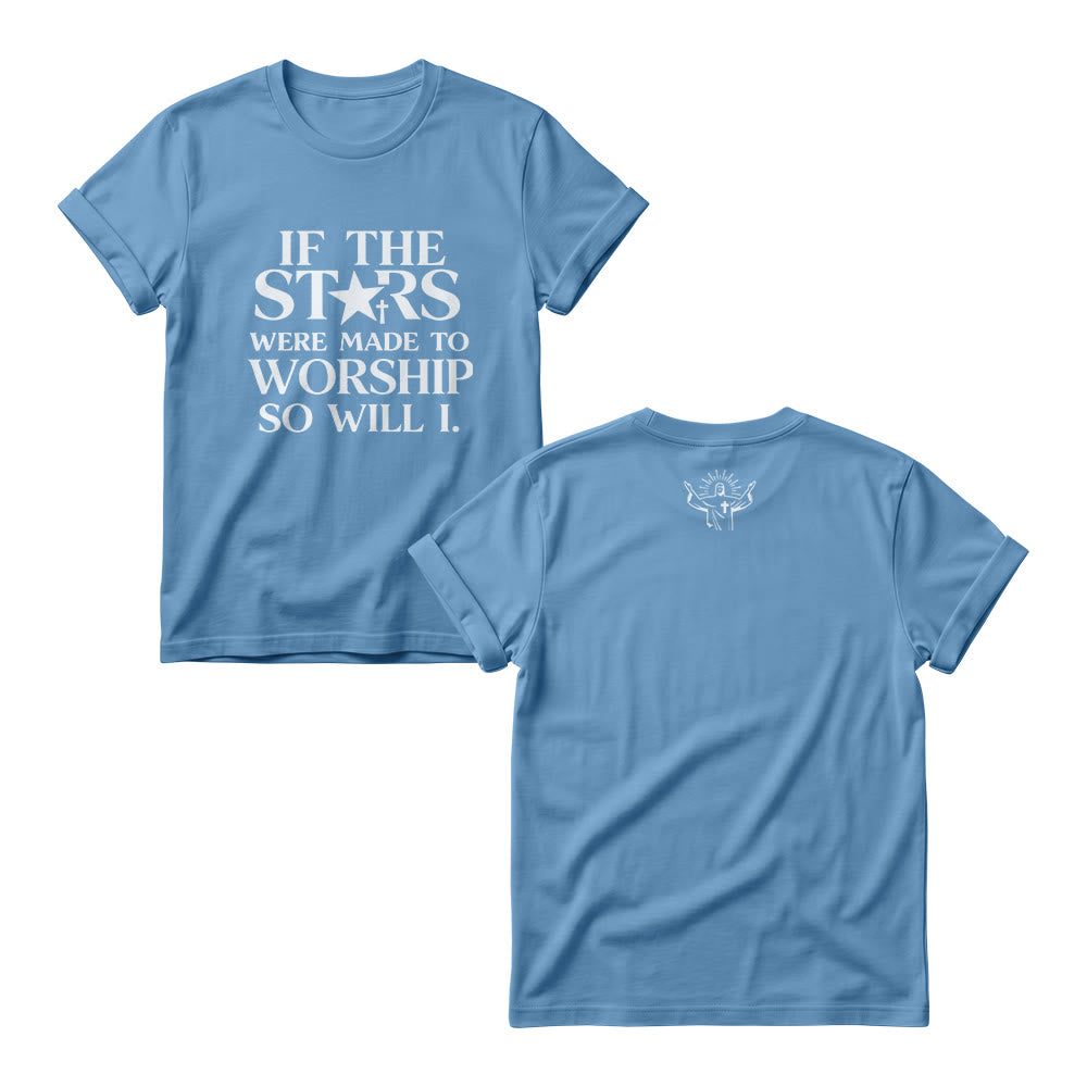 Christianartworkshop Si les étoiles étaient faites pour adorer Cross Star Replace Serif Stack Front Print Womens Crewnecks - Bleu - 4XL - image 5