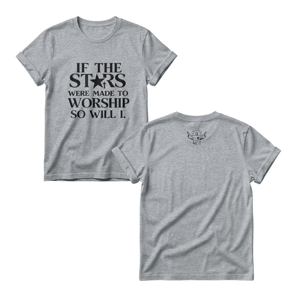 Christianartworkshop Si les étoiles étaient faites pour adorer Cross Star Replace Serif Stack Front Print Womens Crewnecks - Gris - 4XL - image 1
