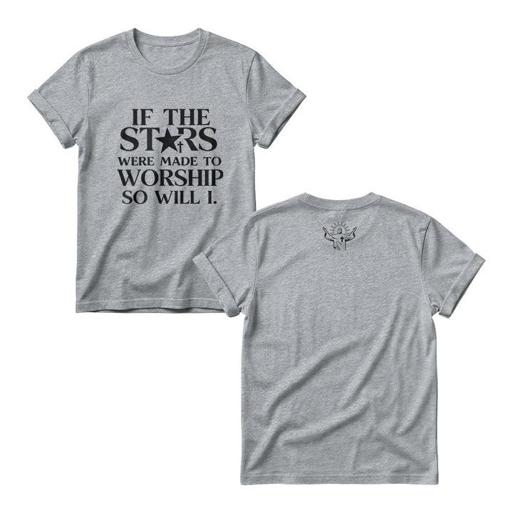 Christianartworkshop Si les étoiles étaient faites pour adorer Cross Star Replace Serif Stack Front Print Womens Crewnecks - Gris - 4XL - image 1