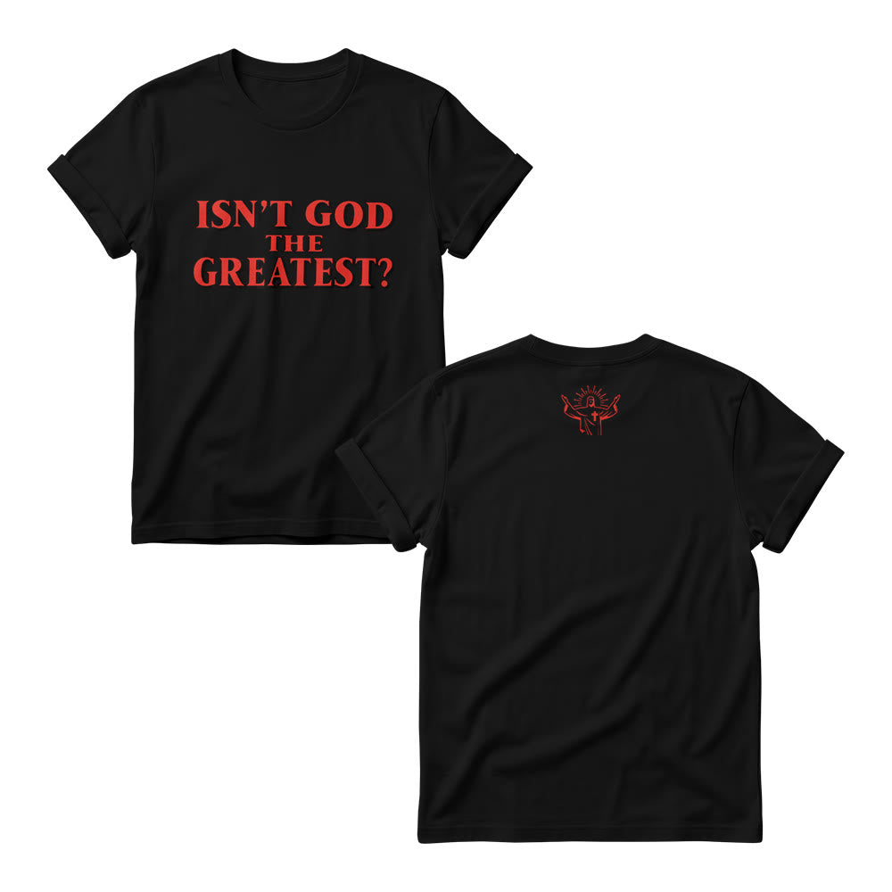 Christianartworkshop Isn’t God The Greatest ? Pulls à col rond pour femmes avec imprimé à empattements contrastés et audacieux - Noir - 4XL - image 6