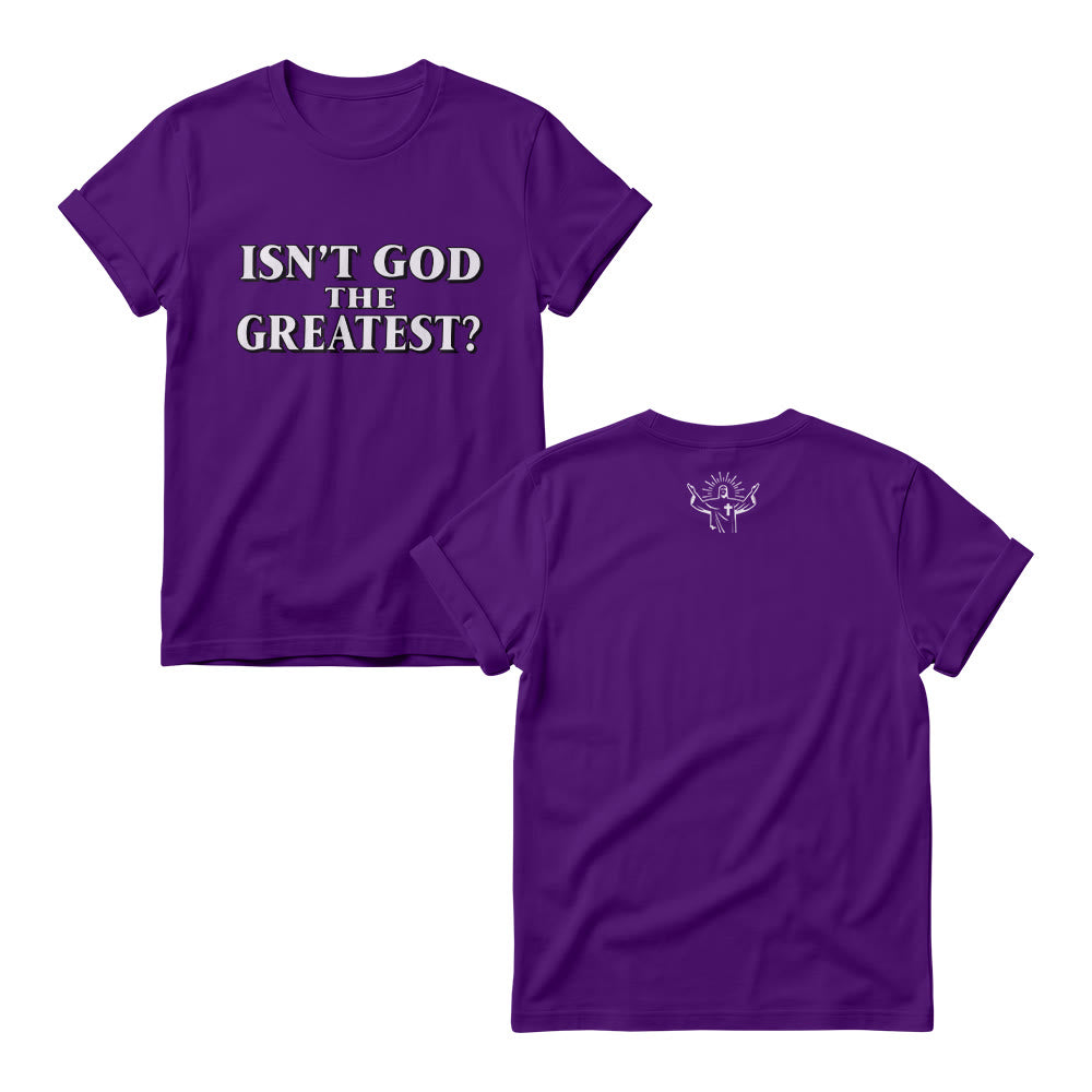 Christianartworkshop Isn’t God The Greatest ? Pulls à col rond pour femmes avec imprimé à empattements contrastés et audacieux - Violet - 4XL - image 7