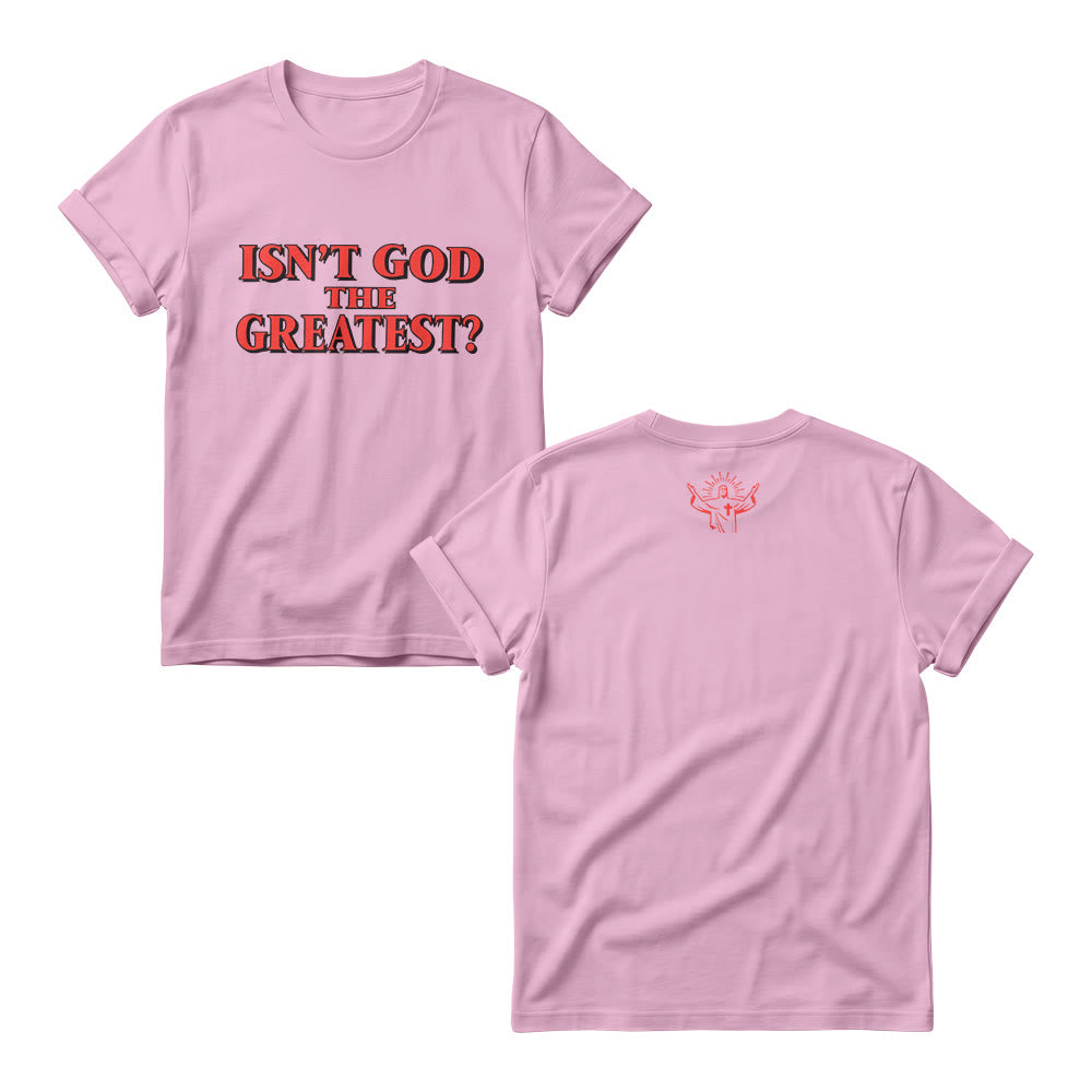 Christianartworkshop Isn’t God The Greatest ? Pulls à col rond pour femmes avec imprimé à empattements contrastés et audacieux - Rose - 4XL - image 4
