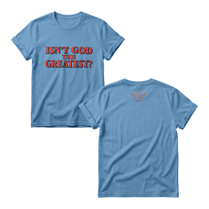 Christianartworkshop Isn’t God The Greatest ? Pulls à col rond pour femmes avec imprimé à empattements contrastés et audacieux - Bleu - 4XL - image 5