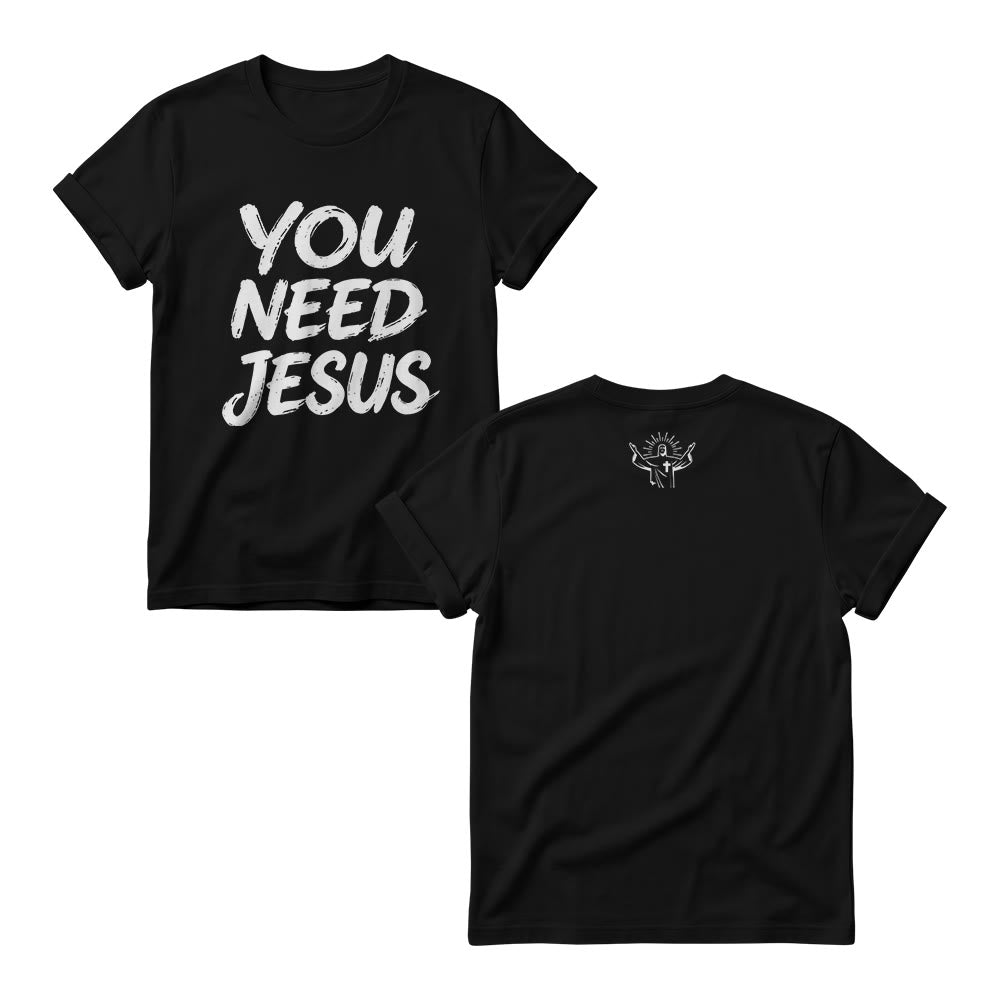 Christianartworkshop Pulls ras du cou pour femmes avec imprimé manuscrit vieilli « You Need Jesus » - Noir - 4XL - image 1