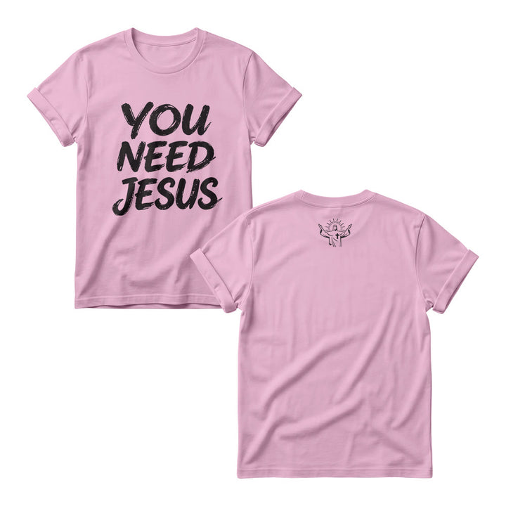 Christianartworkshop Pulls ras du cou pour femmes avec imprimé manuscrit vieilli « You Need Jesus » - Rose - 4XL - image 5