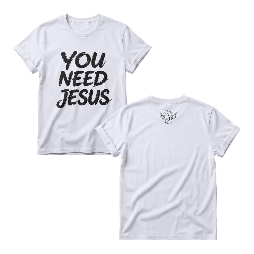Christianartworkshop Pulls ras du cou pour femmes avec imprimé manuscrit vieilli « You Need Jesus » - Blanc - 4XL - image 2