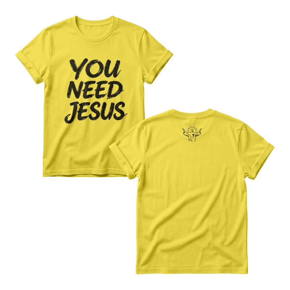 Christianartworkshop Pulls ras du cou pour femmes avec imprimé manuscrit vieilli « You Need Jesus » - Jaune - 4XL - image 3