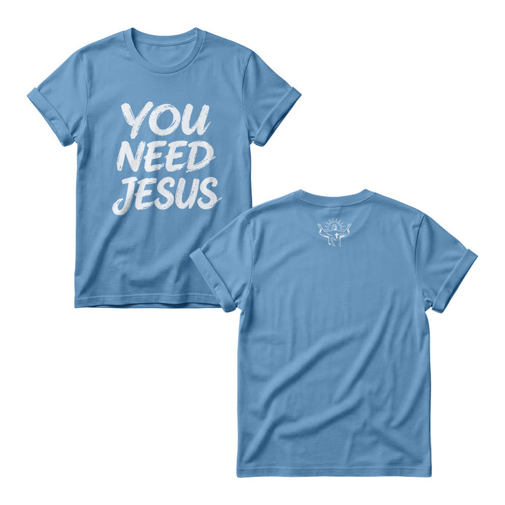 Christianartworkshop Pulls ras du cou pour femmes avec imprimé manuscrit vieilli « You Need Jesus » - Bleu - 4XL - image 6