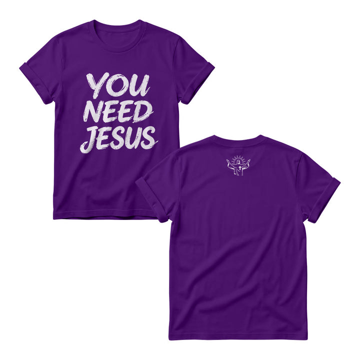 Christianartworkshop Pulls ras du cou pour femmes avec imprimé manuscrit vieilli « You Need Jesus » - Violet - 4XL - image 7