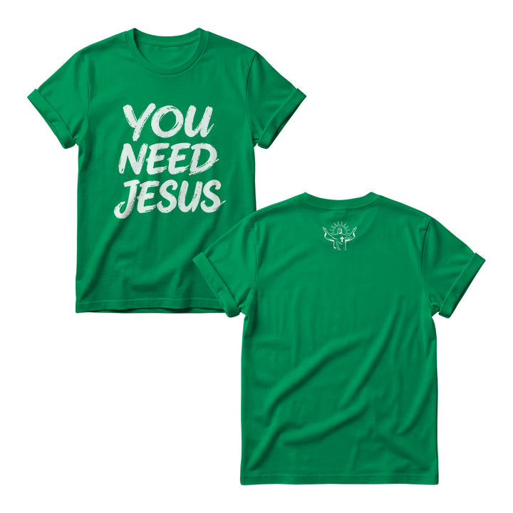 Christianartworkshop Pulls ras du cou pour femmes avec imprimé manuscrit vieilli « You Need Jesus » - Vert - 4XL - image 9