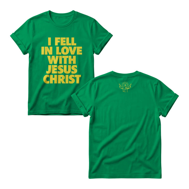 Christianartworkshop Pulls ras du cou pour femmes à imprimé audacieux vertical sur le devant « Je suis tombée amoureuse de Jésus-Christ » - Vert - 4XL - image 9