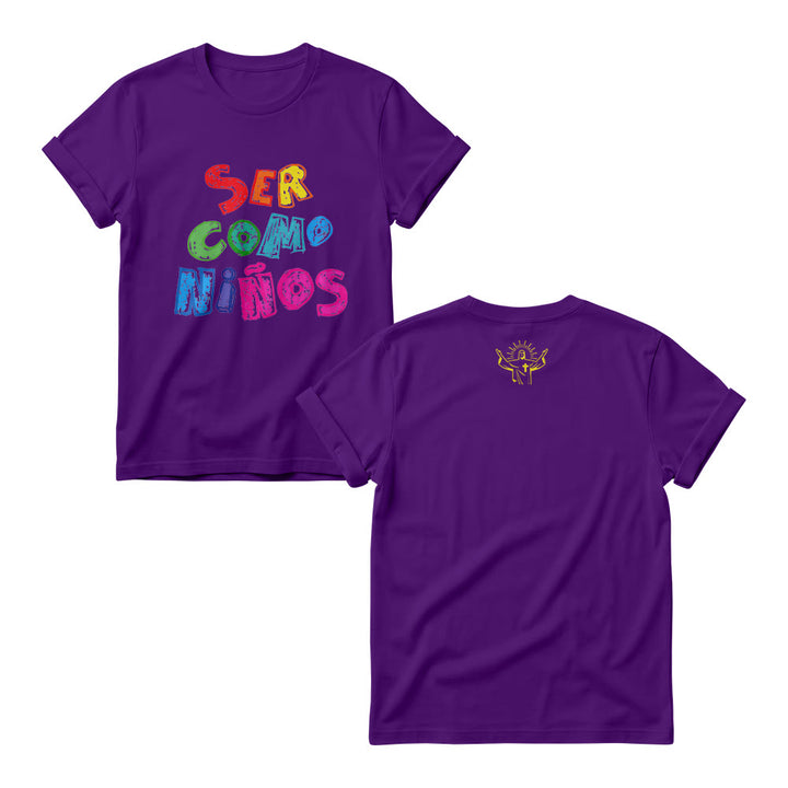 Christianartworkshop Ser Como Niños Multicolor Glossy Bubble Spanish Scripture Front Print Womens Crewnecks - Violet - 4XL - image 7