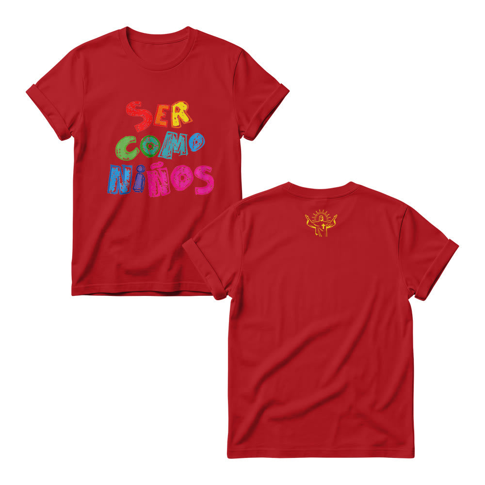 Christianartworkshop Ser Como Niños Multicolor Glossy Bubble Spanish Scripture Front Print Womens Crewnecks - Rouge - 4XL - image 8