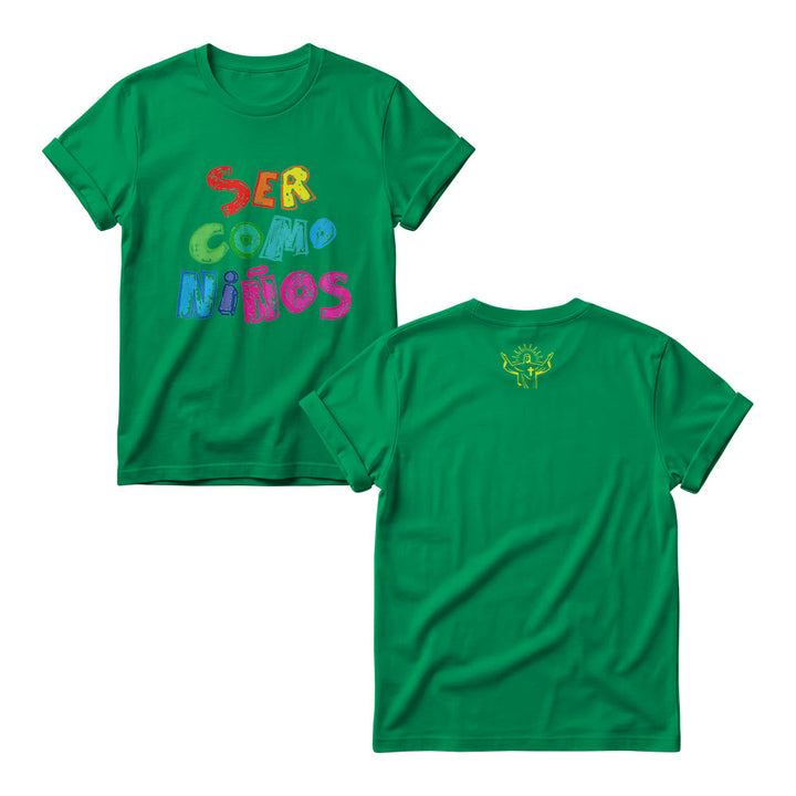 Christianartworkshop Ser Como Niños Multicolor Glossy Bubble Spanish Scripture Front Print Womens Crewnecks - Vert - 4XL - image 9