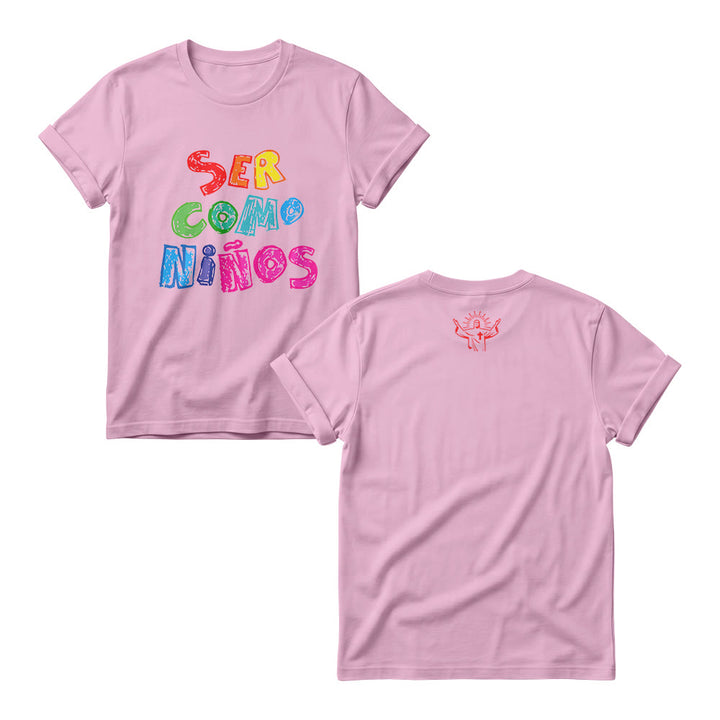 Christianartworkshop Ser Como Niños Multicolor Glossy Bubble Spanish Scripture Front Print Womens Crewnecks - Rose - 4XL - image 1
