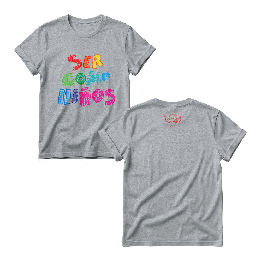 Christianartworkshop Ser Como Niños Multicolor Glossy Bubble Spanish Scripture Front Print Womens Crewnecks - Gris - 4XL - image 4