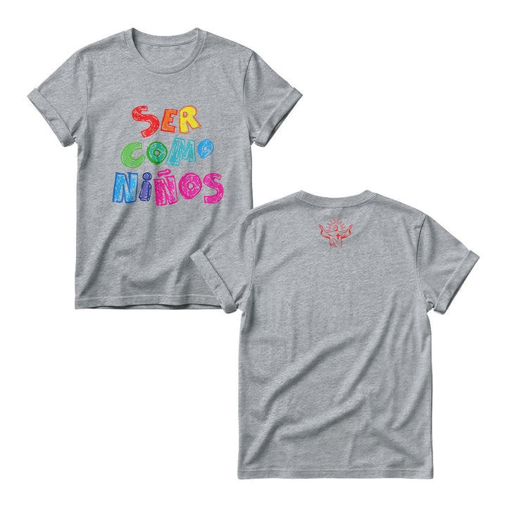 Christianartworkshop Ser Como Niños Multicolor Glossy Bubble Spanish Scripture Front Print Womens Crewnecks - Gris - 4XL - image 4