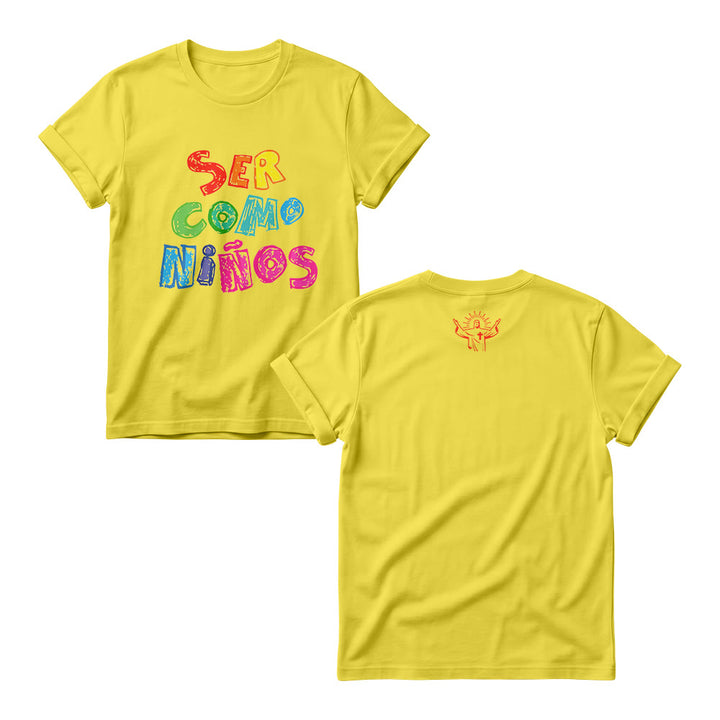 Christianartworkshop Ser Como Niños Multicolor Glossy Bubble Spanish Scripture Front Print Womens Crewnecks - Jaune - 4XL - image 3