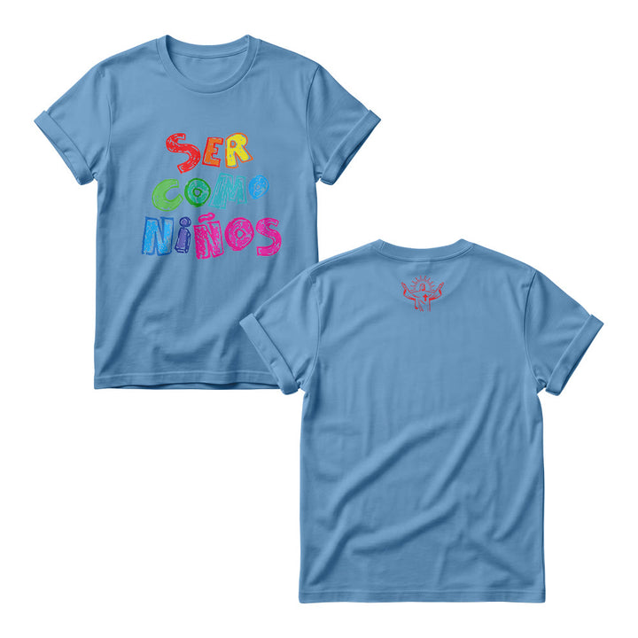 Christianartworkshop Ser Como Niños Multicolor Glossy Bubble Spanish Scripture Front Print Womens Crewnecks - Bleu - 4XL - image 5