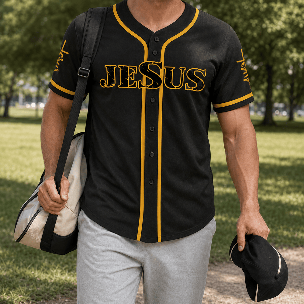 Maillot de baseball Christianartworkshop avec croix, clou et couronne d'épines de Jésus - image 1