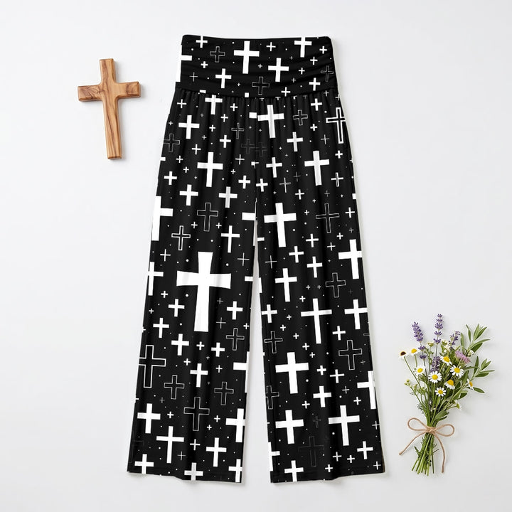 Christianartworkshop Pantalon large souple pour femme, imprimé à motifs croisés variés. - US22, UK/AU26, EU54 - image 0