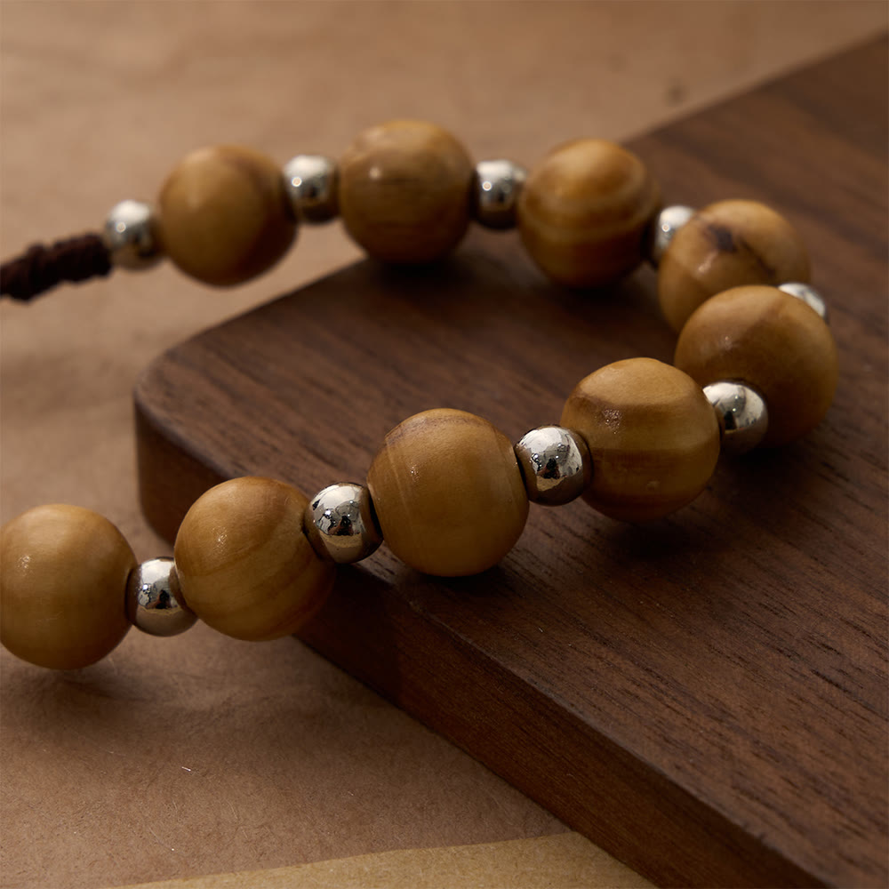 Christianartworkshop Bracelet chapelet crucifix en bois cordé : symbole gracieux de paix et de recueillement - image 2