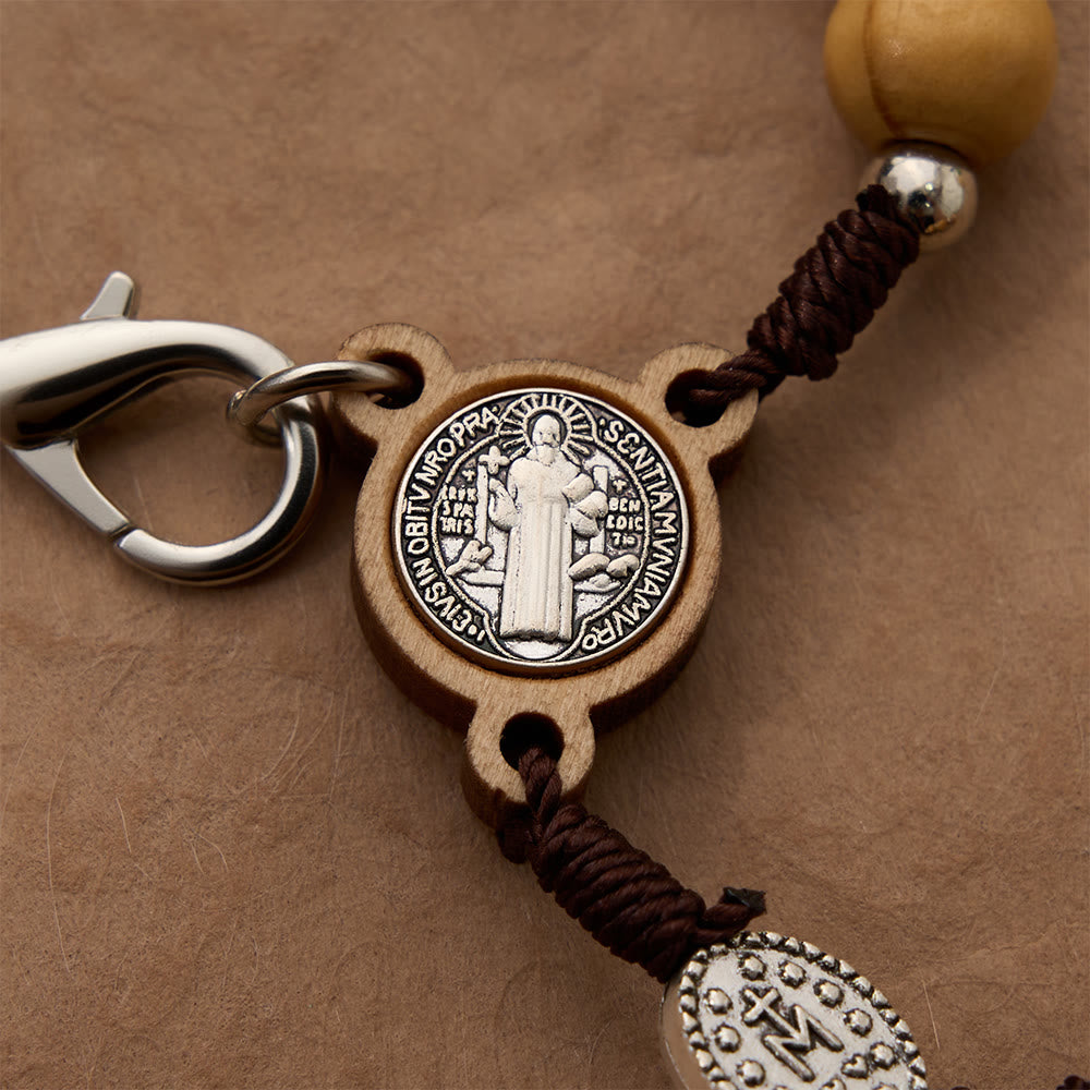 Christianartworkshop Bracelet chapelet crucifix en bois cordé : symbole gracieux de paix et de recueillement - image 4