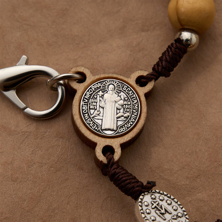 Christianartworkshop Bracelet chapelet crucifix en bois cordé : symbole gracieux de paix et de recueillement - image 4