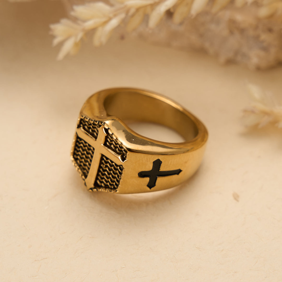 Christianartworkshop Bague chevalière ornée d'une croix en relief : emblème intemporel d'une foi sacrée inébranlable - image 8
