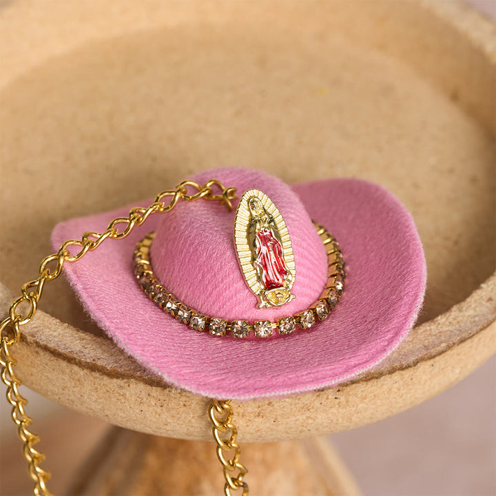Christianartworkshop Mini chapeau de cowboy Croix en cristal Notre-Dame Ornement de voiture à suspendre : Un rappel de la protection divine miséricordieuse lors de chaque voyage - image 10