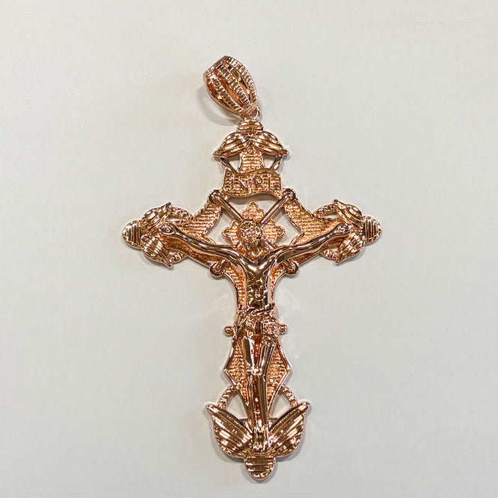 Christianartworkshop Collier en corde avec crucifix ailé finement sculpté : symbole gracieux de la douce miséricorde céleste - Or rose - image 5