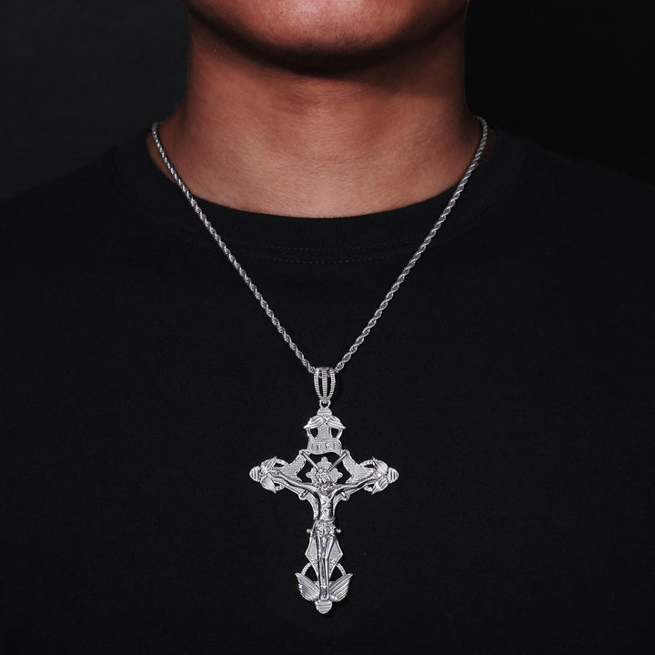 Christianartworkshop Collier en corde avec crucifix ailé finement sculpté : symbole gracieux de la douce miséricorde céleste - image 4