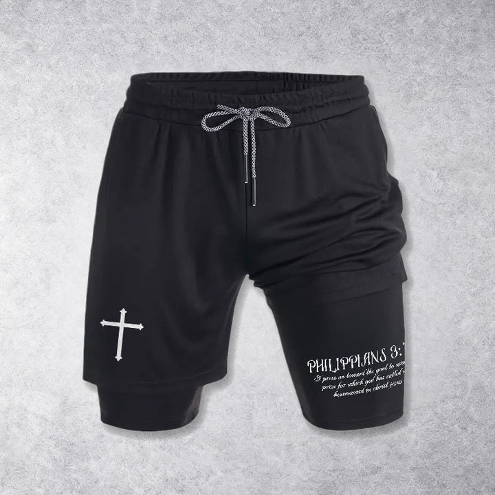 Christianartworkshop Short à cordon avec croix simple et verset cursif Philippiens 3:14 - image 10