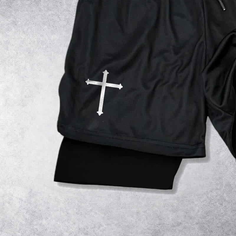 Christianartworkshop Short à cordon avec croix simple et verset cursif Philippiens 3:14 - image 11