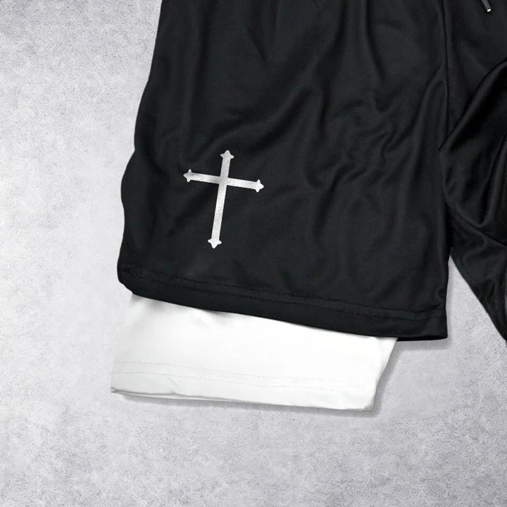 Christianartworkshop Short à cordon avec croix simple et verset cursif Philippiens 3:14 - image 2