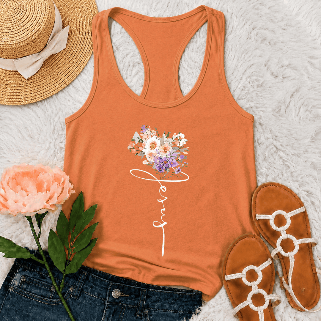 Christianartworkshop Débardeur dos nageur à motif floral sauvage pastel doux et écriture cursive « Foi » - Orange - 2XL - image 27
