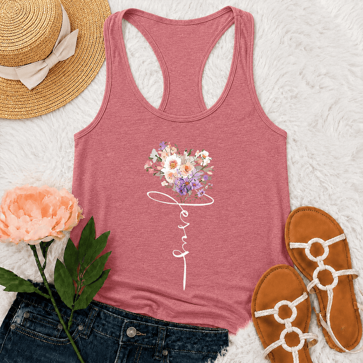 Christianartworkshop Débardeur dos nageur à motif floral sauvage pastel doux et écriture cursive « Foi » - Rose - 2XL - image 21