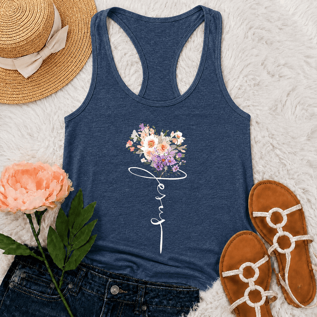 Christianartworkshop Débardeur dos nageur à motif floral sauvage pastel doux et écriture cursive « Foi » - Bleu marine - 2XL - image 3