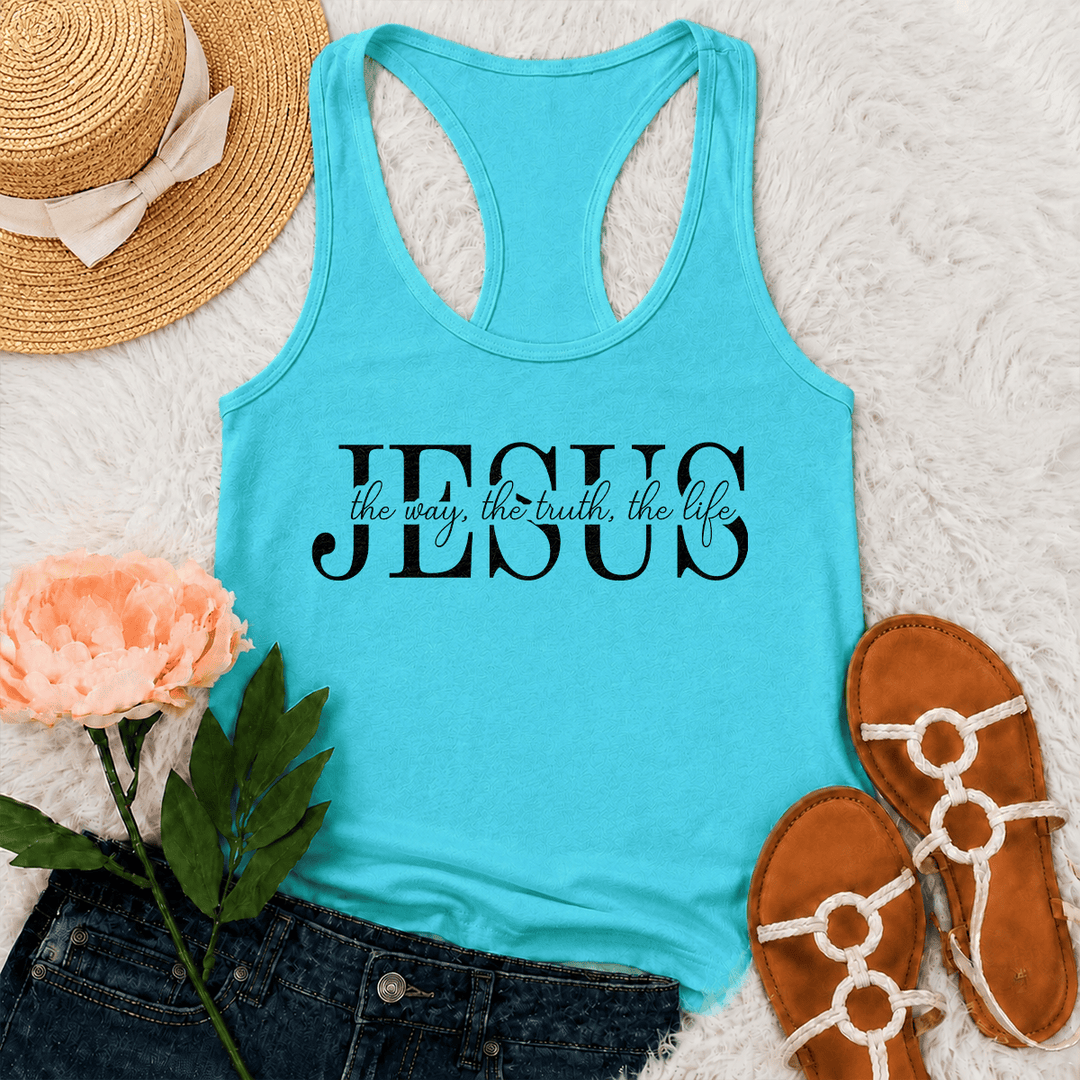 Christianartworkshop Débardeur dos nageur avec inscription « Jésus, le chemin, la vérité, la vie », mêlant caractères serif et cursifs. - Menthe - 2XL - image 21